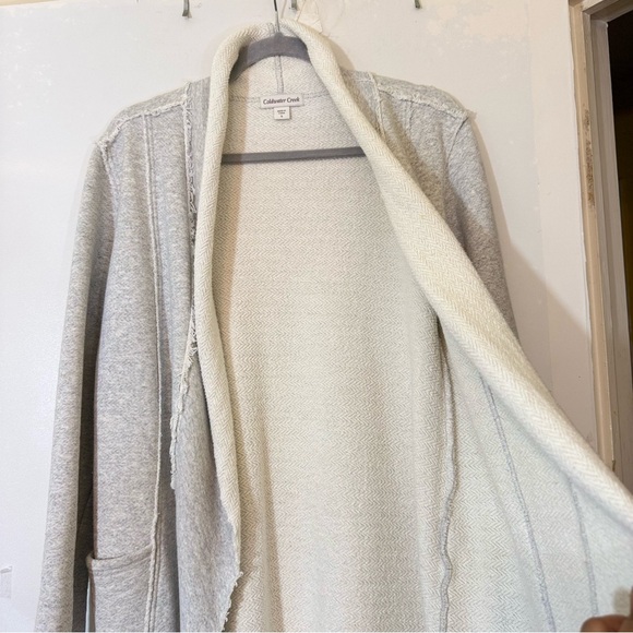 Coldwater Creek Duster Cardigan Sweater Lined Pocket Raw Hem - Picture 8 of 15